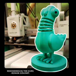 gołąb z drukarki 3d na tle drukarki 3d